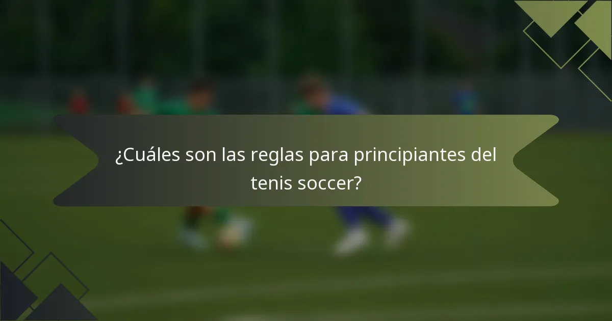 ¿Cuáles son las reglas para principiantes del tenis soccer?