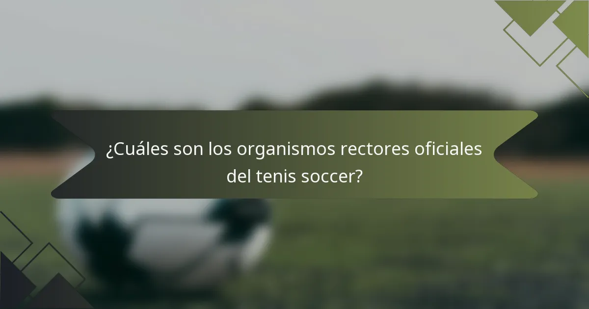 ¿Cuáles son los organismos rectores oficiales del tenis soccer?