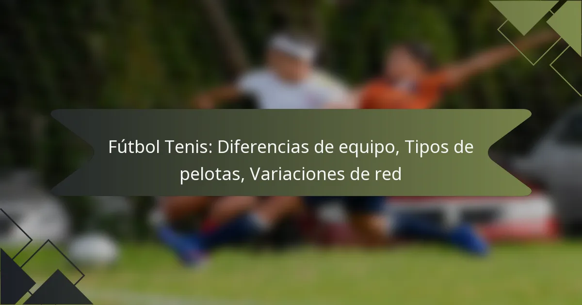 Fútbol Tenis: Diferencias de equipo, Tipos de pelotas, Variaciones de red