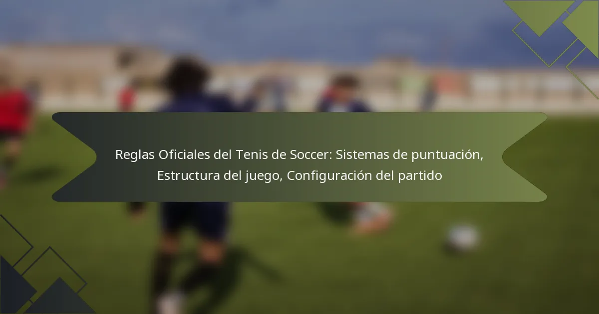 Reglas Oficiales del Tenis de Soccer: Sistemas de puntuación, Estructura del juego, Configuración del partido