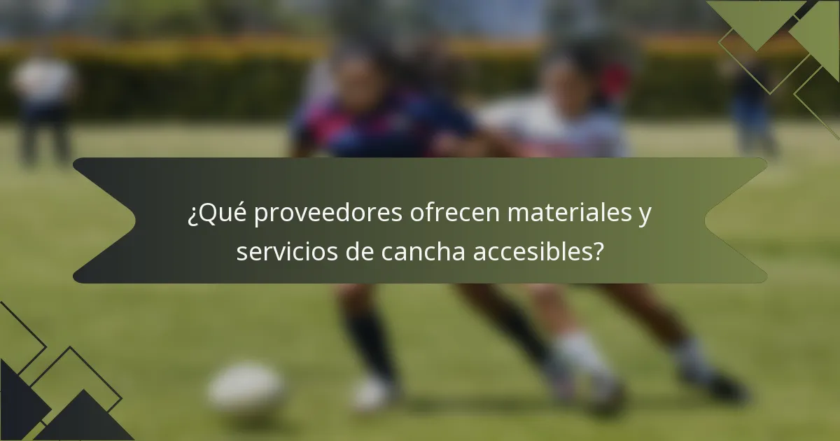 ¿Qué proveedores ofrecen materiales y servicios de cancha accesibles?