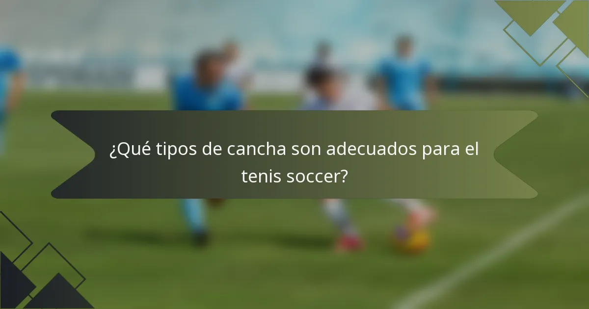 ¿Qué tipos de cancha son adecuados para el tenis soccer?